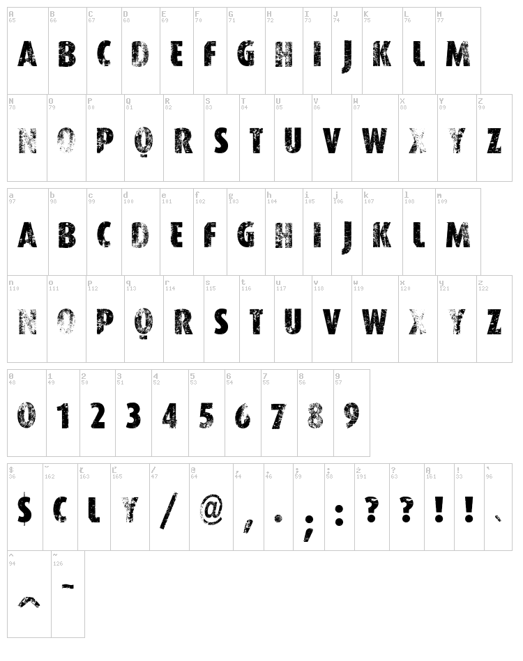 VTKS Worker font map